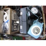 Black and Light Blue Plastic Anvil Telephones, projector:- One Box.