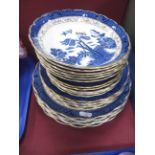 Booths Real Old Willow Dinnerware, comprising six dinner plates, six medium plates, six side