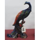An Anita Harris Lustre Model of a Peacock, gold signed, 27cm high.