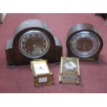 Enfield Oak Mantle Clock, Smiths oak mantle clock, together with two Quartz carriage clocks:- One