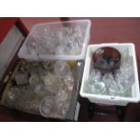 * WITHDRAWN * Three Boxes of Cut and Pressed Glassware, including amethyst light shade, decanter,