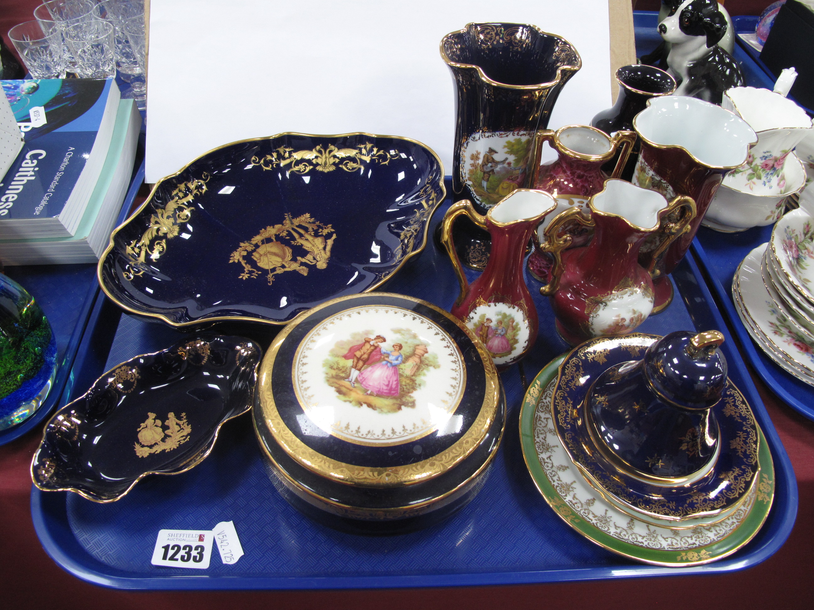 Limoges Vases, bell, dishes, etc:- One Tray