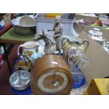 Walnut Cased 'Andrew' Mantle Clock, Millefort paper weight, Losol-ware jug, etc:- One Tray