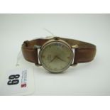 Elco; A 9ct Gold Case Gent's Wristwatch, the signed dial (discoloured) with Arabic numerals, dot and