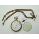 Waltham; A Gold Plated Cased Openface Pocket Watch, the signed dial with black and red Arabic and