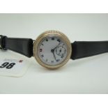 WITHDRAWN A 1920's 9ct Rose Gold Cased Hermetic Gent's Wristwatch, the white dial with black and red