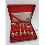 A Set of Six Indonesian Teaspoons, in original fitted case with guarantee card dated 1982;