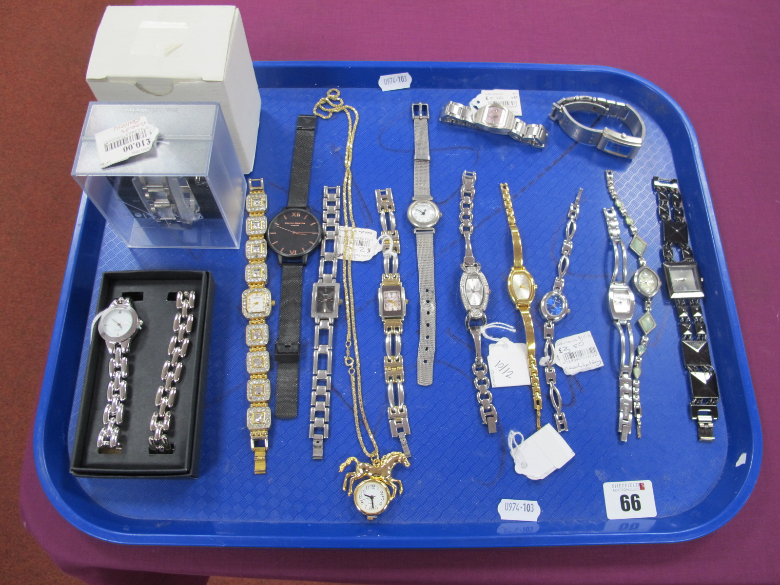 Calvin Klein, Fossil, Storm and Other Modern Ladies Wristwatch's:- One Tray.