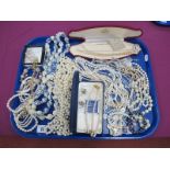A Selection of Imitation Pearl Bead Necklaces and Bracelets, etc:- One Tray.