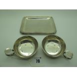 A Pair of Hallmarked Silver Wine Tasting Cups, SJR, Birmingham 1978 (130grams); together with an
