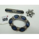An Art Deco Bar Brooch, channel and collet set; together with an oval brooch, alternately set and