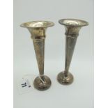 A Matched Pair of Small Hallmarked Silver Trumpet Vases, (bases weighted), 12.4cm high. (2)
