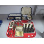 A Mixed lot of Assorted Plated Cutlery, including cased fish knives and forks, knives, assorted