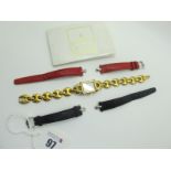 Gucci; A Modern Gold Plated Ladies Wristwatch, 1800L with interchangeable bracelet / straps, with