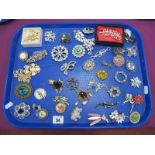 A Mixed Lot of Assorted Costume Brooches, including cat, 'Miracle', flowers etc :- One Tray