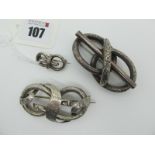 Three Victorian Openwork Brooches, with engraved decoration. (3)