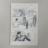 Megatropolis #8, P 5, P 75, Original Dave Taylor Comic Book Artwork, in blue and black pencil,
