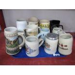 Whiskey Water Jugs, pottery steins:- One Tray