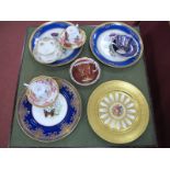 An Aysnley Bone China Cabinet Plate, with wide gilt embossed border to fruit centre, Royal Albert