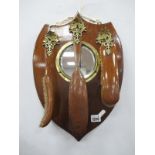 An Early XX Century Shield Shaped Hall Tidy, comprising a bevelled mirror in brass surround plus