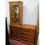 A Yew Wood Display Cabinet, with dental cornice, astragal glaze upper door over panelled door, 63.