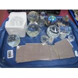 Paperweights - Swarovski faceted, 5.5cm diameter and candle holders, scent bottle, etc:- One Tray
