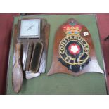 Constabulary Wall Plaque on Bell Shape Backing 40cm high, 'SB' wall brush/barometer set. (2).