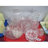 Cut Glass Decanters, baskets, vase, etc:- One Tray.