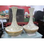 A Pair of Vietnamese Bulbous Shaped Vases, bearing label to base 'Created using materials such as