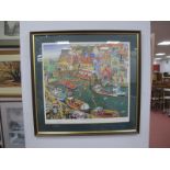 Joe Scarborough, 'Ella Harland's Whitby' colour print, signed by Joe and two others, 45.5 x 51cm.