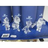 Swarovski Disney Figures, 'Doc' 9100000 147 and 148, 154 and 158, each in original casing. (4).