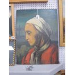 Franz Krowolck?, Portrait Study of a Gentleman, wearing white head scarf and red jacket, oil