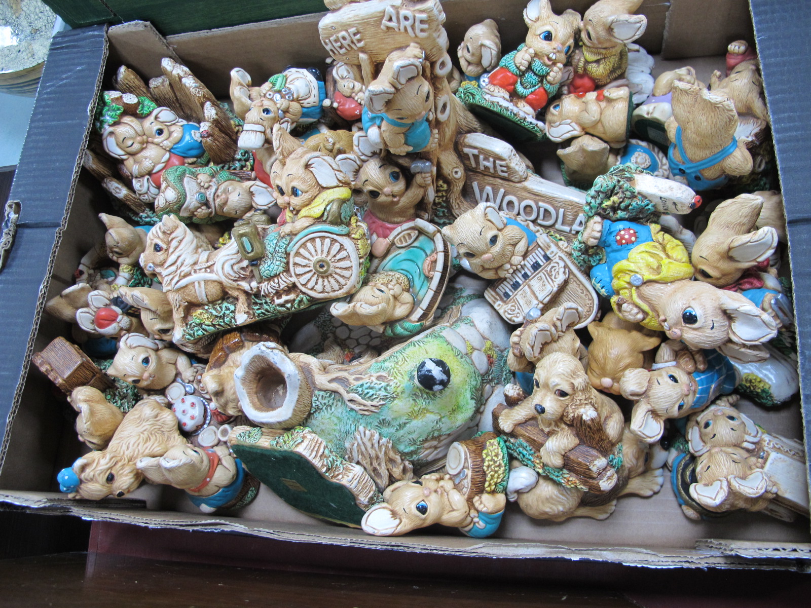 Woodlander Plaster Rabbits, dwellings etc: One Box.