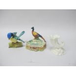 Beswick Pheasant Ashtray, J.T Tones 'Tomtit' Royal Worcester cornucopia vase.