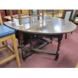Titchmarsh & Goodwin Oak Gate Leg Table, with drop leaves, single drawer on turned and block