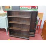 A Pair of Dark Stained Bookcases, with adjustable shelves, plinth bases, 92cm wide.