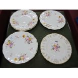 Royal Crown Derby 'Derby Posies' Wavy Rim Plates, 26.5cm diameter; another similar with gilt vine