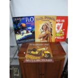 Reproduction Metal Wall Signs Travel By P & O, 40 x 30cm, mail pouch tobacco, Indian Motorcycles and