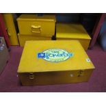 Five Yellow Painted Metal Tool Storage Boxes, 52cm wide. (5).