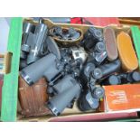 Binoculars - Halina, Tronic, Tasco, Longchamp, Ellgee Cadett, Chinon, etc:- One Box.