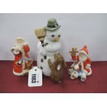 Royal Copenhagen Figure 017 Snowman with Curious Rabbit 13cm high. The Annual Santa 2003 and 2009,