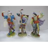 Volkstedt Porcelain Figurine of Jester V20843, 20cm high, another V20838 (head severed, re glued and