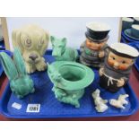 Sylvac 1247 Pup, 1205 Terrier, 1484 Cat on a Top Hat, Bourne Danesby Rabbit, Hummel etc:- One Tray.