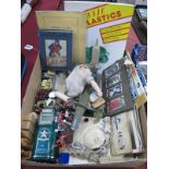Postcards, Plastics Information, American memorabilia, toy figures, etc:- One Box