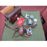 Voightlander Vito B Camera, Sangamo Western 'Wester Master IV' light meter, other accessories in a
