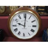 A Reproduction Railway Wall Clock, inscribed "B.A. Watson N.E.Rly No 138 Thornaby", 33cm diameter.