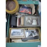 Early and Mid XX Century Photographs, in frames and albums, two boxes of plates and photographs,