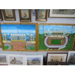 P.J Roebuck (Sheffield Artist) Don Valley Stadium, oil painting, 58 x 79.5cn, a similar exterior