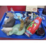 Wade Ornamental Pipe Rest, Oriental Cloisonne vase, Wade Whimsies glass animal figures:- One Tray.