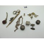 Vintage Part Chain, stamped "9c" (broken / incomplete); an engine turned pencil, cufflinks, rings,